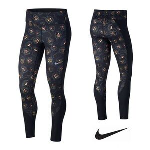 Nike Women’s Racer Leggings With Pocket Black Multicolor Floral Design Size Med